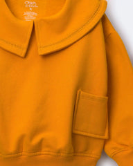 Toddler Girl Peter Pan Collar Pullover with Otter Pockets - Golden Yellow