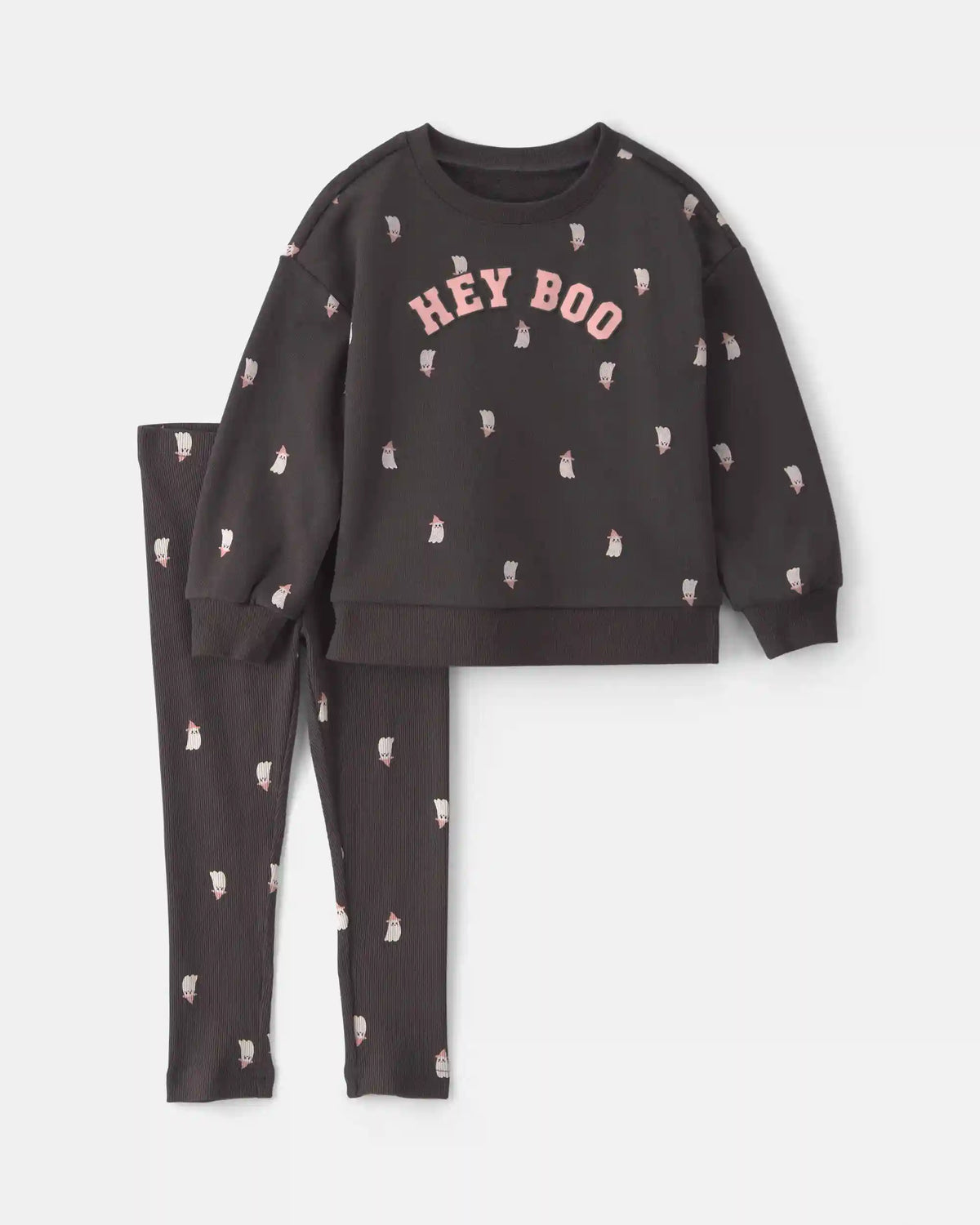 Toddler Girl Halloween 'Hey Boo' French Terry Pullover & Pant Set - Black