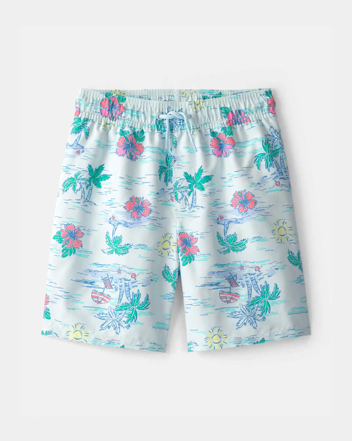 Boys Tropical Beach Swim Trunks - Blue