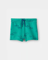 Baby Boy 2-Piece Shark Rashguard Swimsuit Set - Green/Cream