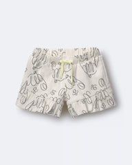 Toddler Girl Ruffle Butterfly Shorts in Dog Print - Cream