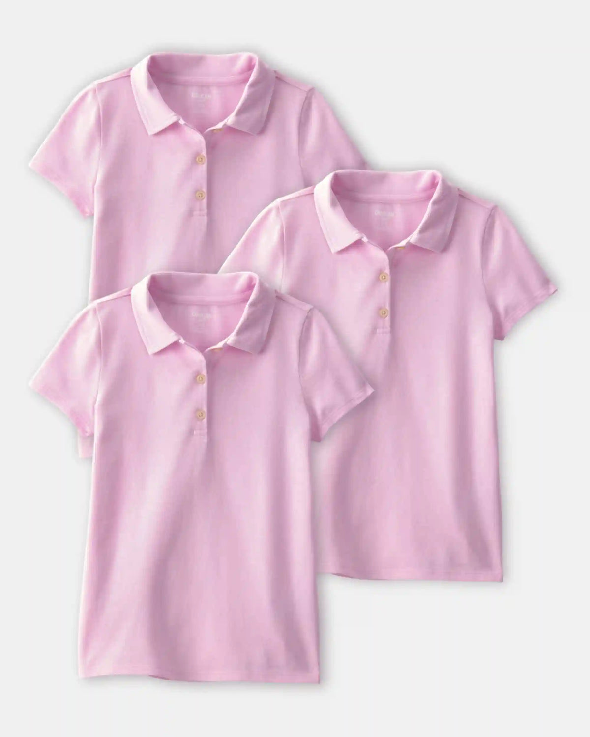 Girls 3-Pack Uniform Piqué Polo Shirts - Pink