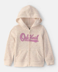 Toddler Girl Heart OshKosh Logo Fleece Zip-Up Hoodie - Cream