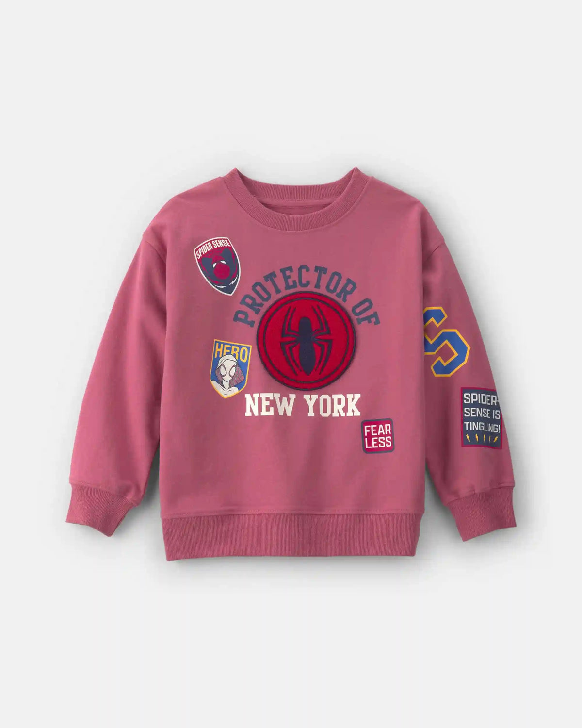 Girls ©Marvel Spiderman French Terry Pullover Sweatshirt - Pink