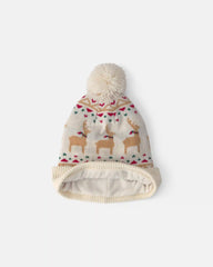 Baby 2-Piece Fair Isle Christmas Beanie & Glove Set - Cream