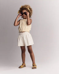 Toddler Girl Fleece Swing Shorts with Pockets - Cream