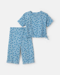 Baby Girl 2-Piece Floral Top & Pant Set - Blue