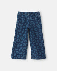 Toddler Girl Leopard Denim Wide-Leg Jeans - Dark Wash