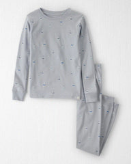 Kids 2-Piece Organic Cotton Ribbed Pyjama Set in Sail Away Print