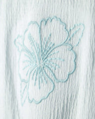 Girls Embroidered Flower Crinkle Top - Blue