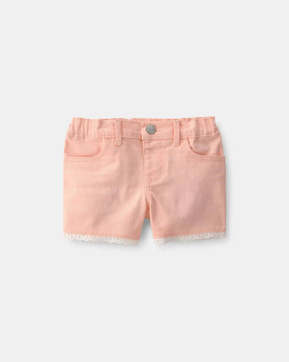 Toddler Girl Eyelet Trim Twill Shorts - Peach