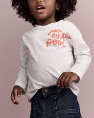 Toddler 'Juice By The Pool' Long-Sleeve Relaxed Graphic Tee - Heather Grey