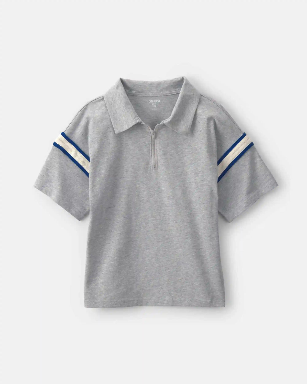 Boys Striped Polo Shirt - Grey/Navy Blue