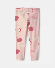 Toddler Girl Apple Pull-On Stretch Leggings - Pink