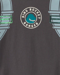 Toddler Boy Dino Jet Pack Long-Sleeve Graphic Tee - Grey