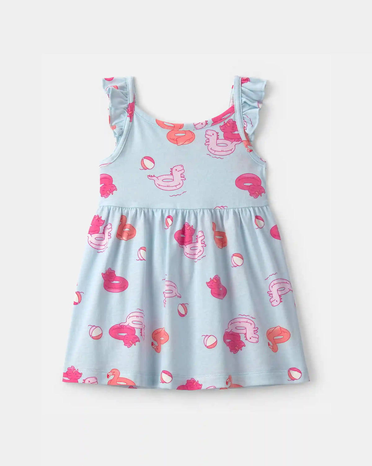 Baby Girl Pool Floatie Ruffle-Sleeve Dress - Blue