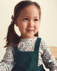 Toddler Girl 2-Piece Floral Corduroy Long-Sleeve Dress Set