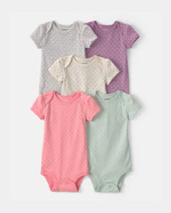 Baby Girl 5-Pack Multipack Bodysuits - Pink/Green/Purple