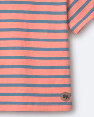 Toddler Boy Relaxed Tee in Stripes - Orange/Blue