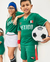 Kids Umbro Mexico Mesh Soccer Shorts - Green/White/Red