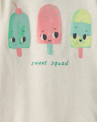 Toddler Girl 'Sweet Squad' Popsicle 100% Cotton 4-Piece Pajama Set - Blue/Green