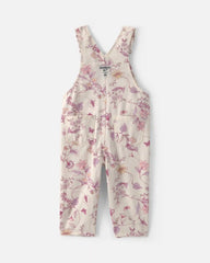 Baby Girl Floral Overalls - Ivory