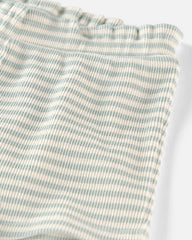 Toddler Girl 2-Piece Organic Cotton Waffle Knit Top & Short Set in Stripes