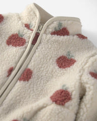 Baby Girl Recycled Teddy Fleece Jacket in Apples