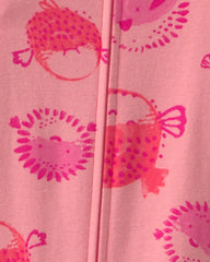 Toddler Girl Pufferfish 100% Cotton 1-Piece Pajama - Coral