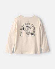 Girls 'Ghosted' Halloween Long-Sleeve Graphic Tee - Cream