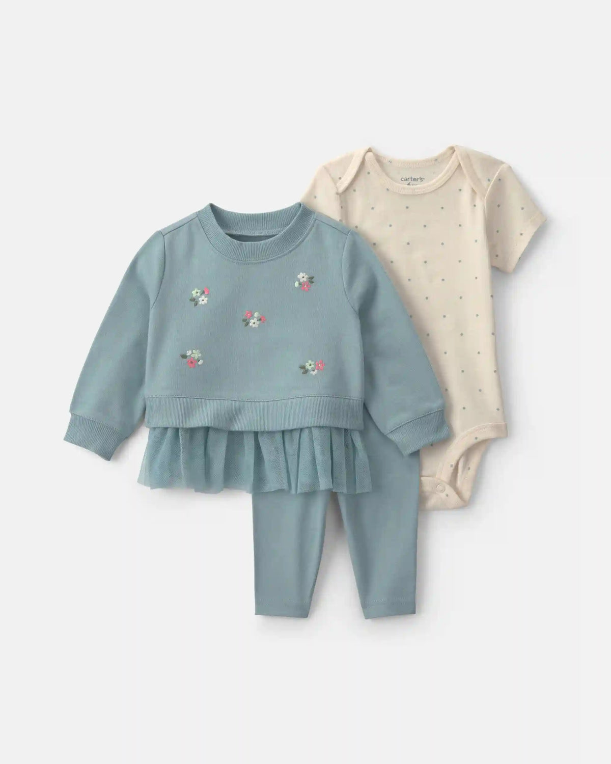 Baby Girl 3-Piece Floral French Terry Layering Set - Blue