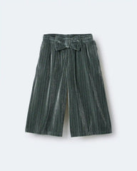 Toddler Girl Velvety Wide-Leg Pant with Bow - Dark Green