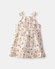 Baby Girl Floral Sleeveless Dress - Cream