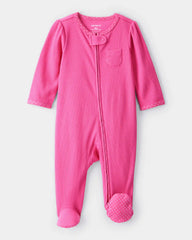 Baby Girl Cotton Long-Sleeve Snug Fit Sleep & Play Pajamas - Pink