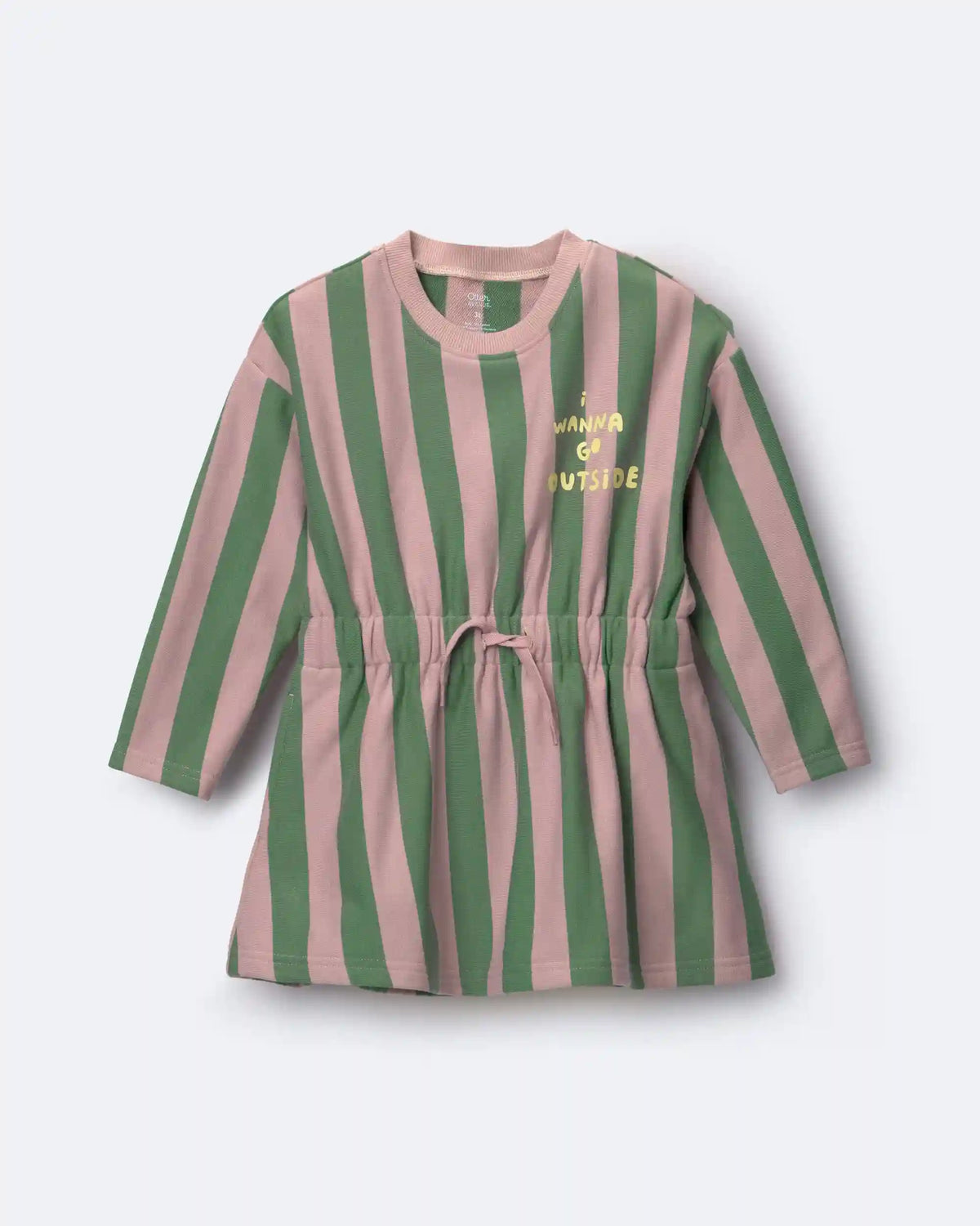 Toddler Girl Tie-Front Dress in Stripes - Mauve