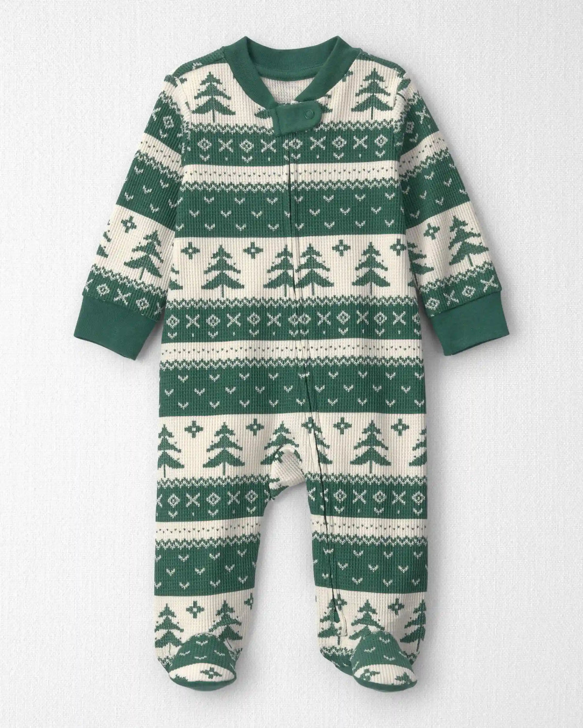 Baby Fair Isle Waffle Knit Sleep & Play Pajamas Made with Organic Cotton