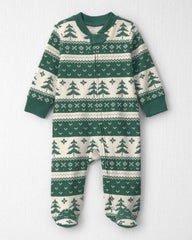 Baby Fair Isle Waffle Knit Sleep & Play Pajamas Made with Organic Cotton