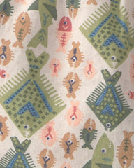 Baby Boy Fish Linen Shorts - Beige