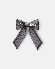 Toddler Girl Sheer Dot Bow Hair Clip - Black