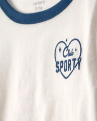 Girls 'Club Sporty' Active Top - White