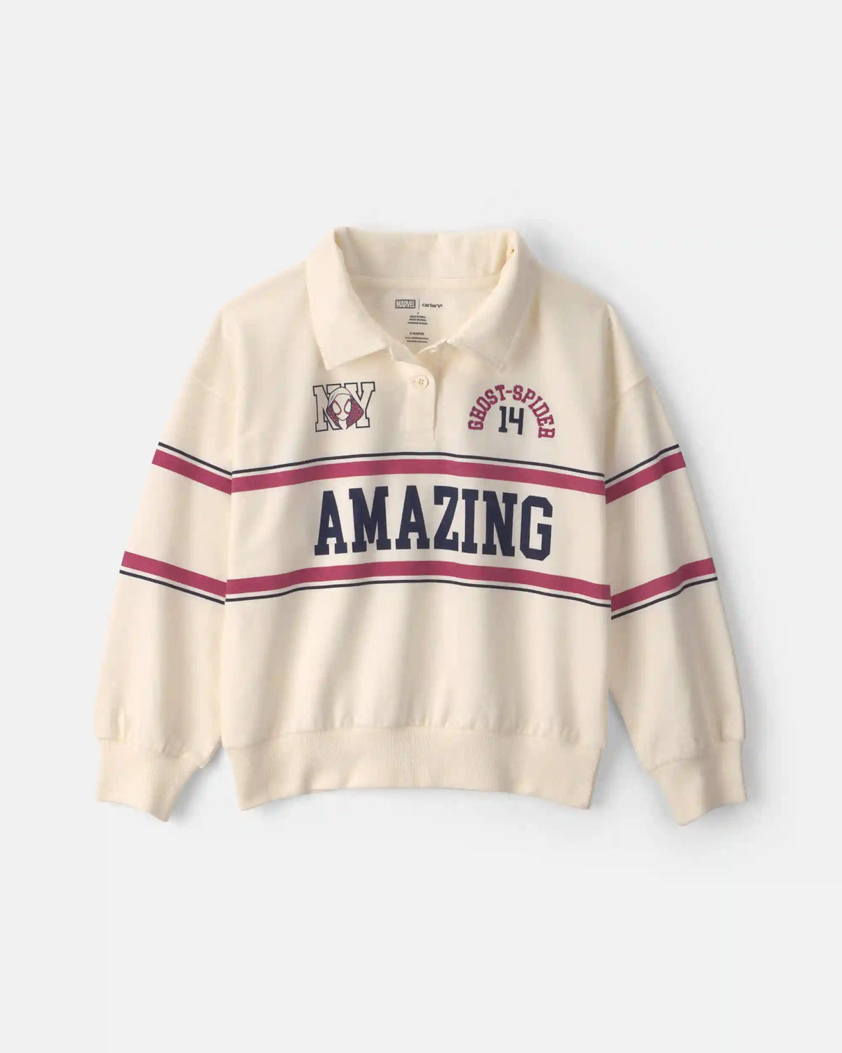 Girls ©Marvel Spiderman French Terry Pullover Sweatshirt - Cream