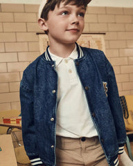 Boys Uniform Piqué Long-Sleeve Polo Shirt - White