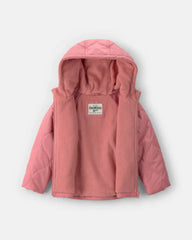 Toddler Girl Hooded Midweight Quilted Jacket - Pink