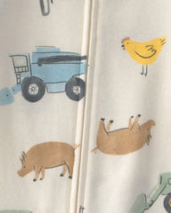 Toddler Boy Farm 100% Cotton 1-Piece Pajama - Cream