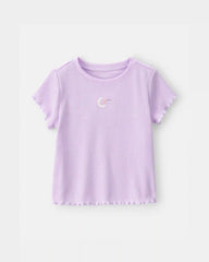 Toddler Girl Moon Rib Loose Fit 2-Piece Pajama Set - Purple