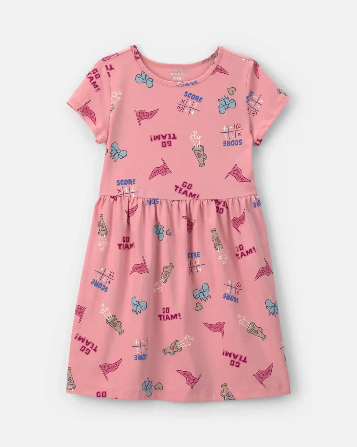 Girls School Spirit Short-Sleeve Dress - Pink