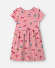Girls School Spirit Short-Sleeve Dress - Pink