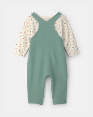 Baby 2-Piece Dinosaur Overall Set - Green/Ivory