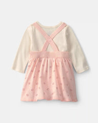 Baby Girl 2-Piece Sheep Long-Sleeve Dress Set - Pink/Cream