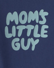 Baby Boy 'Mom's Little Guy' Long-Sleeve Graphic Bodysuit - Navy Blue